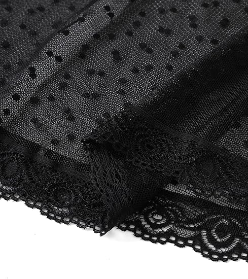Sexy lingerie Lace Babydoll Chemise, Black, Women's Sleepwear