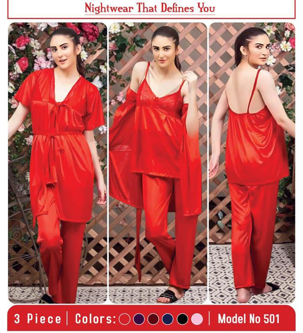 3 PIECE SILK&NET NIGHTWEAR